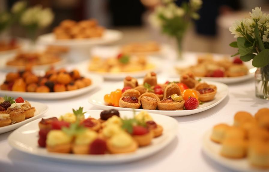 Allestimento buffet per evento con pasticceria mignon